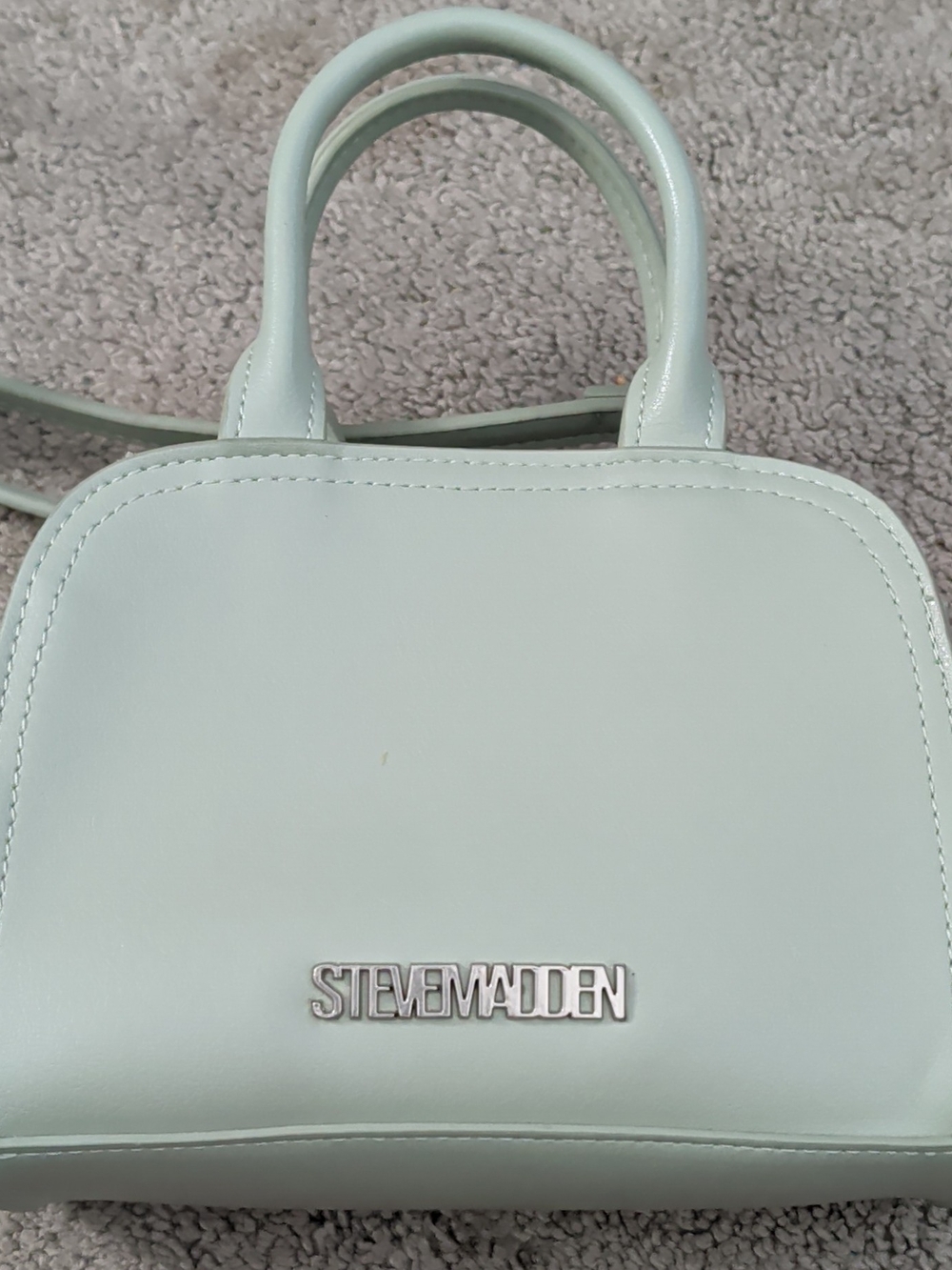 Steve Madden Mint Green Mini Satchel Top Handle Crossbody Zip, Detachable Strap